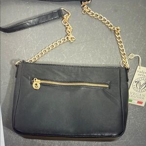 NWT Valentino Orlandi Quilted Black Vegan Leather Handbag